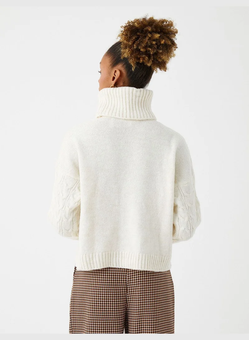KOTON Half Turtleneck Sweater Knitted Patterned