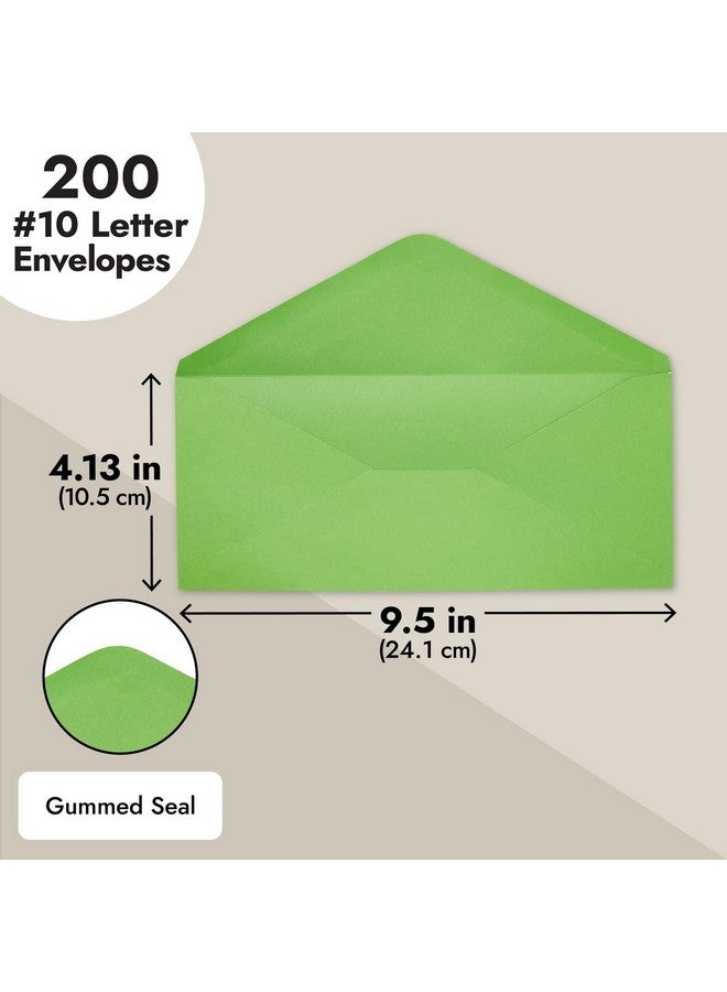 Sustainable Greetings 200 Pack Bulk 10 Green Envelopes With Gummed Seal Business Size For Invitations Mailing Letters Checks Greeting Cards (41/8 X 91/2 In) - Image 3