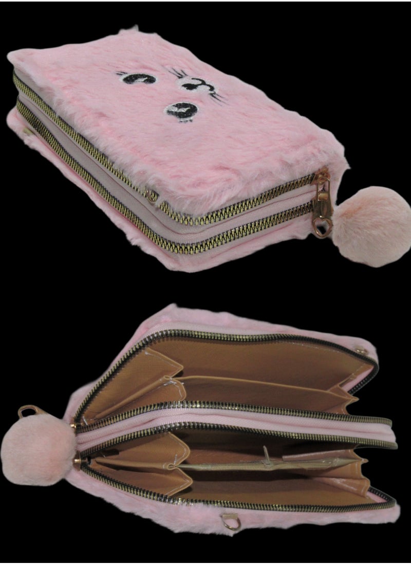 Generic - Crossbody fur Bag Women Cell Phone Pouch Purse Ladies Small Shoulder Bag Unique Pattern Clutch Bag Wallet with Clip Closure and Fashion Metal Chain Flower - Image 1
