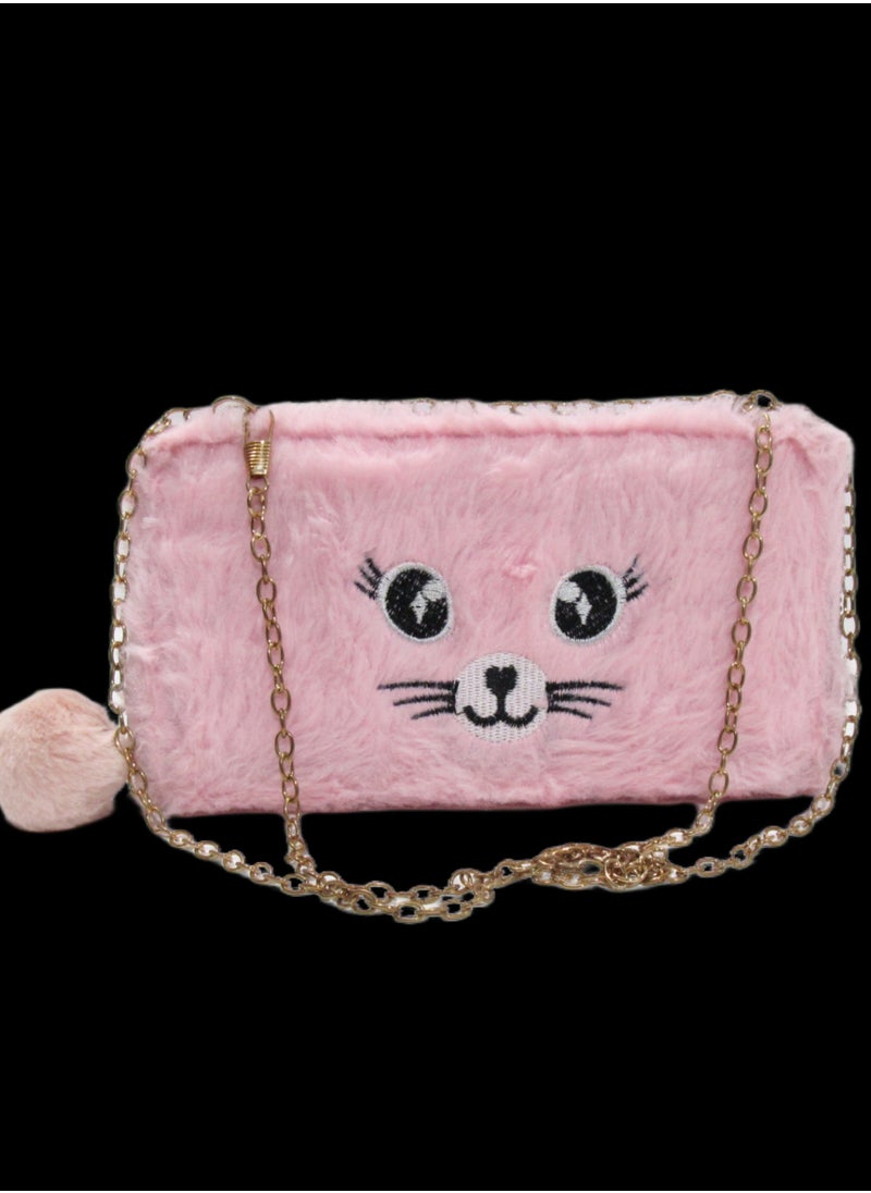 Generic - Crossbody fur Bag Women Cell Phone Pouch Purse Ladies Small Shoulder Bag Unique Pattern Clutch Bag Wallet with Clip Closure and Fashion Metal Chain Flower - Image 1