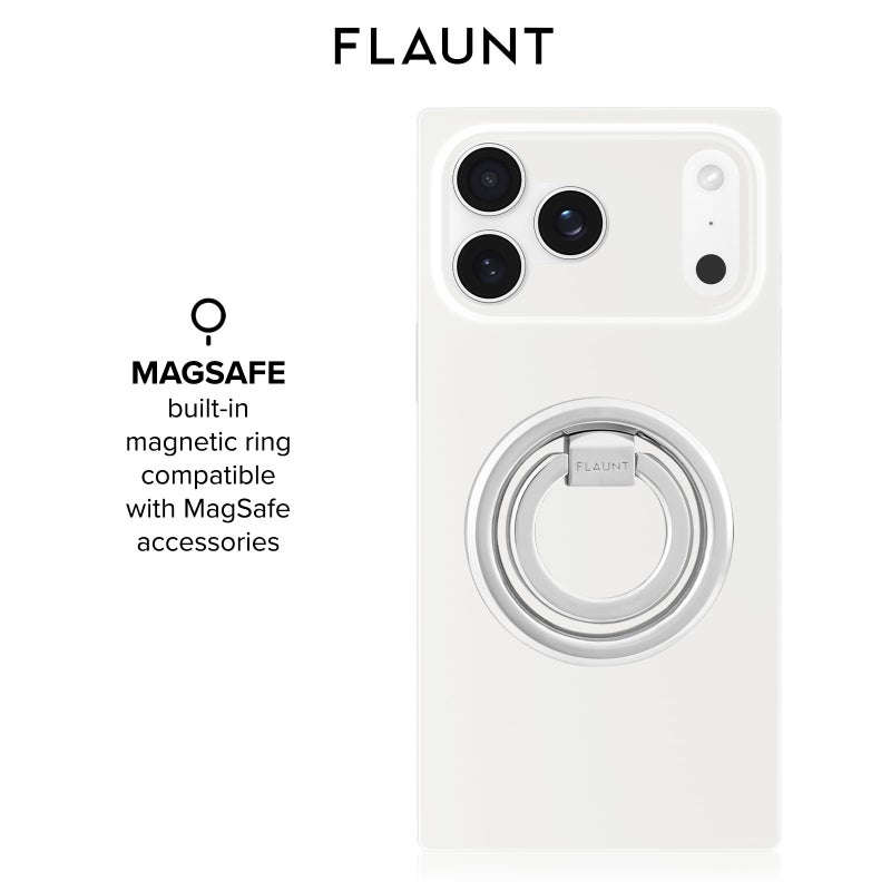 Flaunt Official Square Protective Case - Compatible with iPhone 17 Pro Max - Compatible with MagSafe & Wireless Charging - Drop-Tested & Shockproof - (White) - Image 4