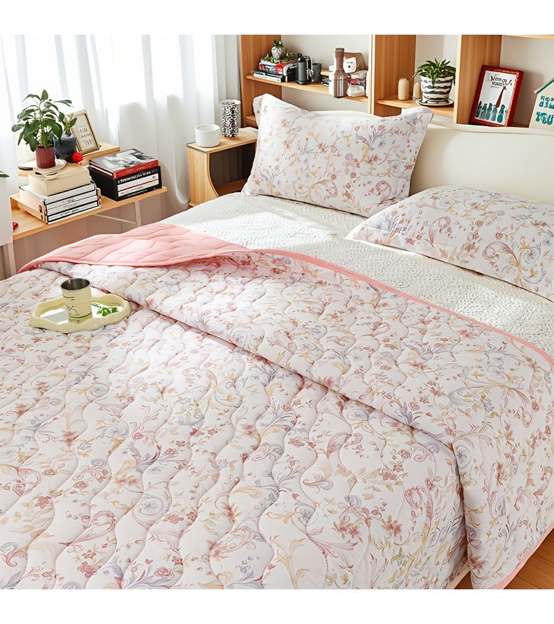 Youth Dreamy Floral Print Thin Quilt 70.87 By 78.74 Inch Summer Air Conditioning Lightweight Quilt 1pc - Image 4