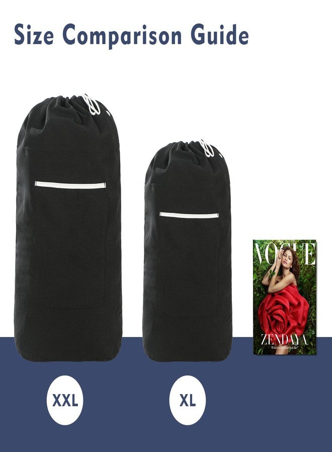 GORISEN Canvas Laundry bag, Washable Laundry backpack, Adjustable Straps, Large Front Pocket, Drawstring Closure (BLACK, XX-Large) - Image 3
