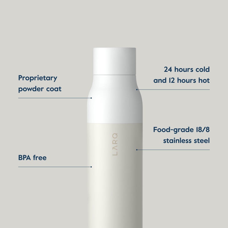 LARQ Bottle Twist Top 25 oz - Insulated Stainless Steel Water Bottle | Thermos  BPA Free | Reusable Water Bottle for Camping  Office  and Travel | Keep Drinks Cold and Hot  Granite White - Image 3
