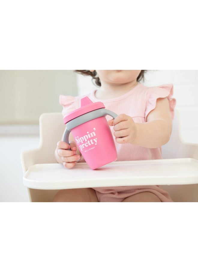 Bella Tunno Happy Sippy Cup Transition Sippy Cups For Baby 6 Months And Older Baby And Toddler Sippy Cups With Removable Handles And Nontoxic Bpa Free Silicone Sippin Pretty 8 Oz  - Image 4