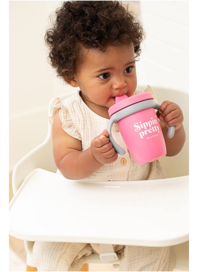 Bella Tunno Happy Sippy Cup Transition Sippy Cups For Baby 6 Months And Older Baby And Toddler Sippy Cups With Removable Handles And Nontoxic Bpa Free Silicone Sippin Pretty 8 Oz  - Image 3