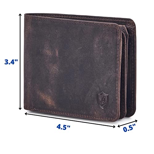 Cochoa Mens Wallet Real Leather Bifold RFID Blocking High Capacity Card Case with 2 ID Window in Gift Box (Crazy Horse, Coffee) - Image 2
