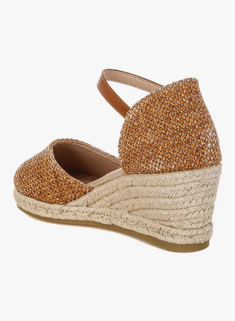 London Rag TAN Raffia Woven Wedge Sandals in Tan for Women | Best Price UAE