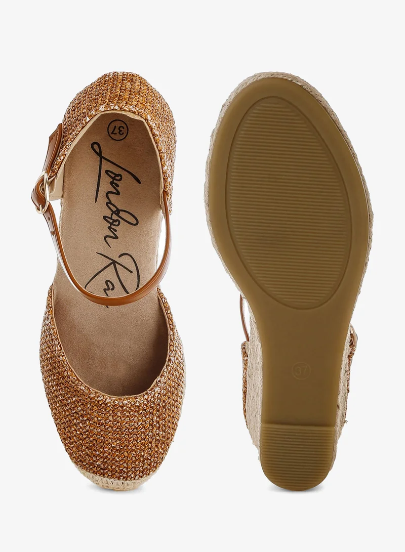London Rag TAN Raffia Woven Wedge Sandals in Tan for Women | Best Price UAE