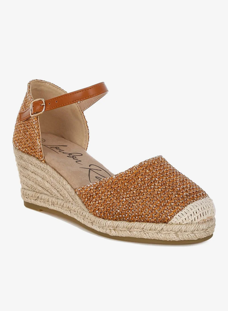 London Rag Raffia Woven Wedge Sandals in Tan