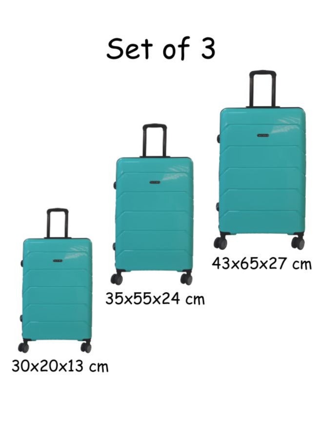 Gai mattiolo Gai Mattiolo 4-Wheeled Trolley Bag, PP Material, Italian Design, Lightweight and Durable Travel Suitcase, Set of 3, Blue - Image 5