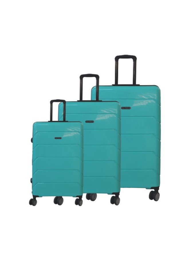 Gai mattiolo Gai Mattiolo 4-Wheeled Trolley Bag, PP Material, Italian Design, Lightweight and Durable Travel Suitcase, Set of 3, Blue - Image 1
