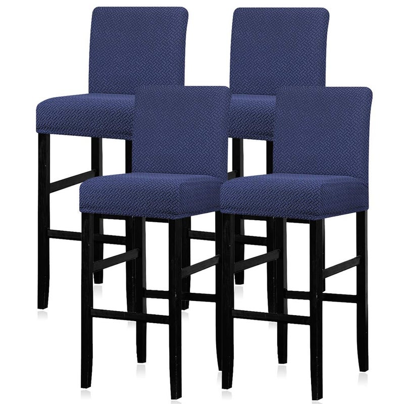 Lellen Bar Stool Covers Set of 4Stretch Washable Bar Stool Seat Covers Removable Bar Chair Covers with Backs Counter Height Bar Stool Chair Covers for Kitchen Dining Room CafeNavy