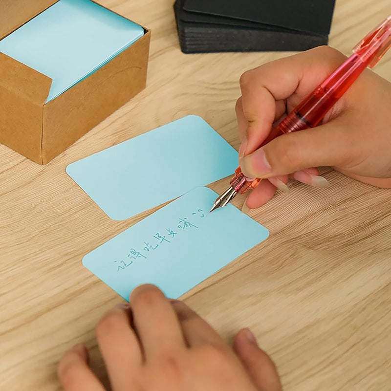 VANRA 300PCS Small Blank Index Cards 3.5x2 inches Note Cards Study Flash Cards, Word Message Gift DIY Cards Kraft Paper Tags (Blue, 300/Pack) - Image 4
