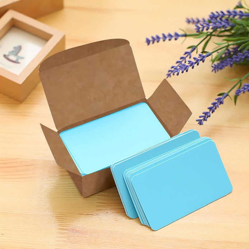 VANRA 300PCS Small Blank Index Cards 3.5x2 inches Note Cards Study Flash Cards, Word Message Gift DIY Cards Kraft Paper Tags (Blue, 300/Pack) - Image 2