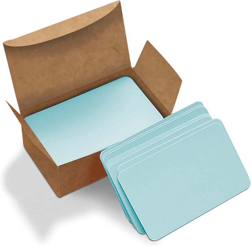 VANRA 300PCS Small Blank Index Cards 3.5x2 inches Note Cards Study Flash Cards, Word Message Gift DIY Cards Kraft Paper Tags (Blue, 300/Pack) - Image 1