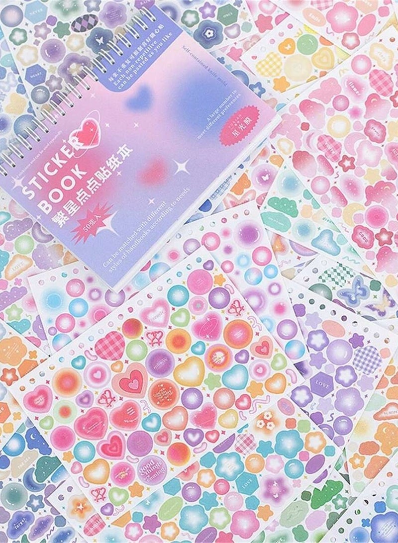 Starry Dots Series Coil Sticker Book - 50 Sheets, Cartoon Designs for Scrapbooking, DIY Crafts & Decorating - Self-Adhesive, Single-Use Paper Stickers for Journals, Phone Cases, Water Bottles, Laptops & More - Image 3