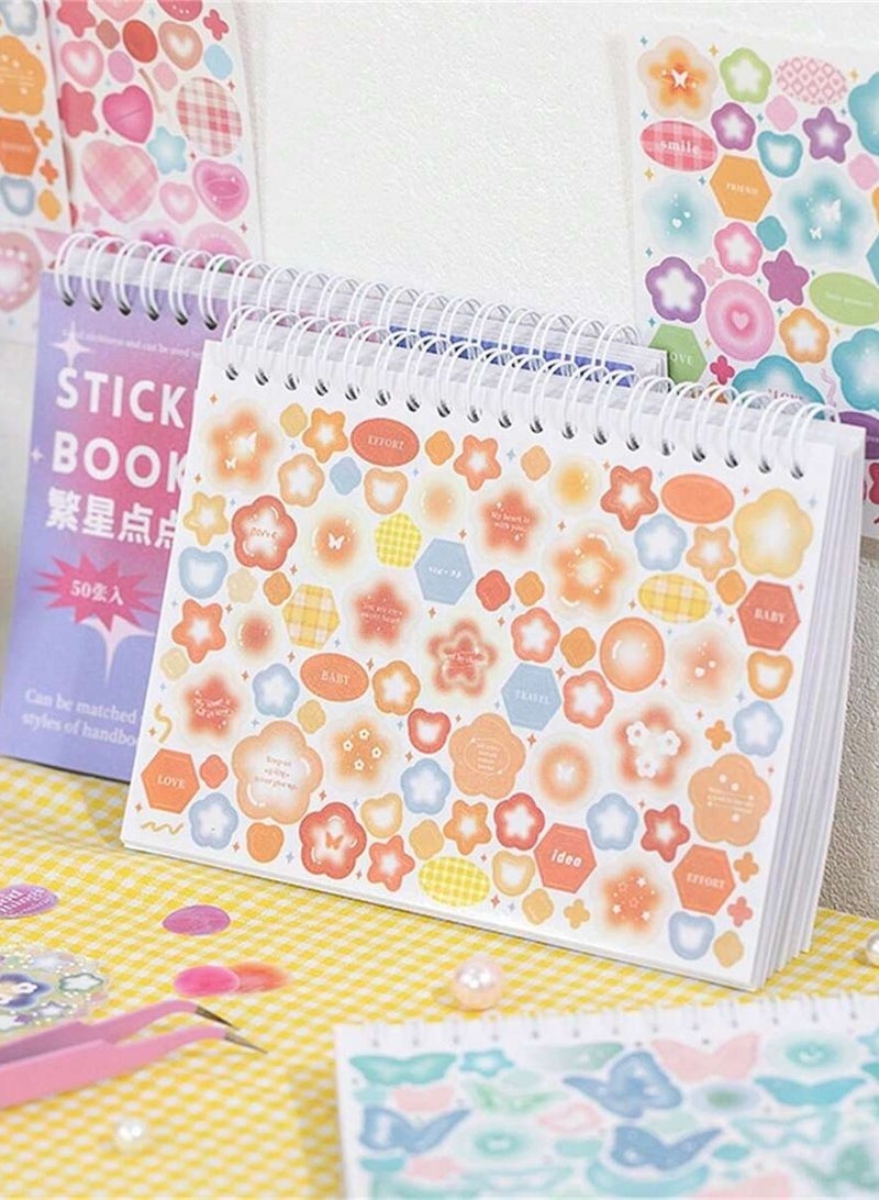 Starry Dots Series Coil Sticker Book - 50 Sheets, Cartoon Designs for Scrapbooking, DIY Crafts & Decorating - Self-Adhesive, Single-Use Paper Stickers for Journals, Phone Cases, Water Bottles, Laptops & More - Image 1