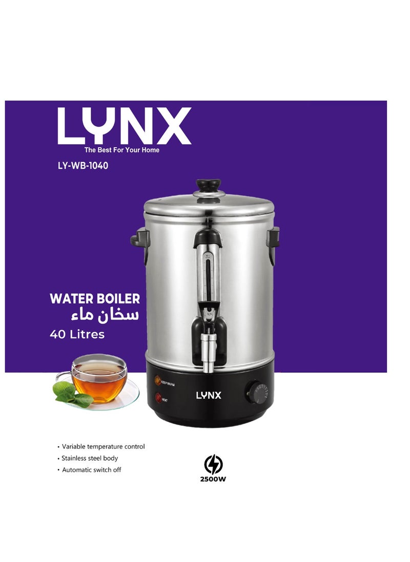lynx - LYNX Water Boiler 40L 2500W Stainless Steel, Variable Temperature Control, 110°C -Auto Shut-Off Boil Dry Protection Non-Drip Drain Tap - Light Indicator LY-WB-1040 - Image 1