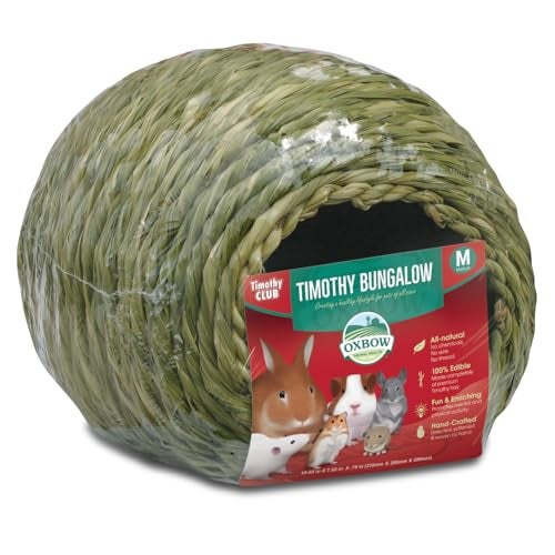 Oxbow Timothy Hay Bungalow, Rabbit & Guinea Pig Hideout, Edible & Hand-Woven Bunny House, No Wires or String, Small Pet Accessories, for Rabbits, Guinea Pigs, Chinchillas & Rats, Medium - Image 1