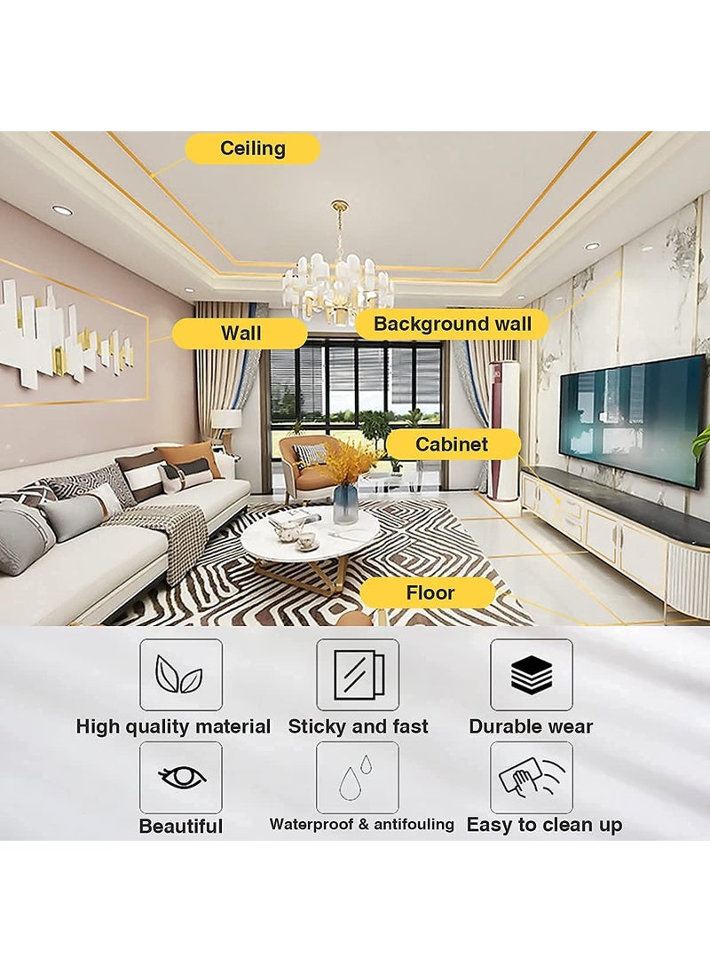 Skin Poster Skin Poster 50 Meters Waterproof Gap Sealing Golden Decoration Tape For Home Floor Tiles Wall Decor Waterproof Tiles 2CM Wide Gold  - Image 3