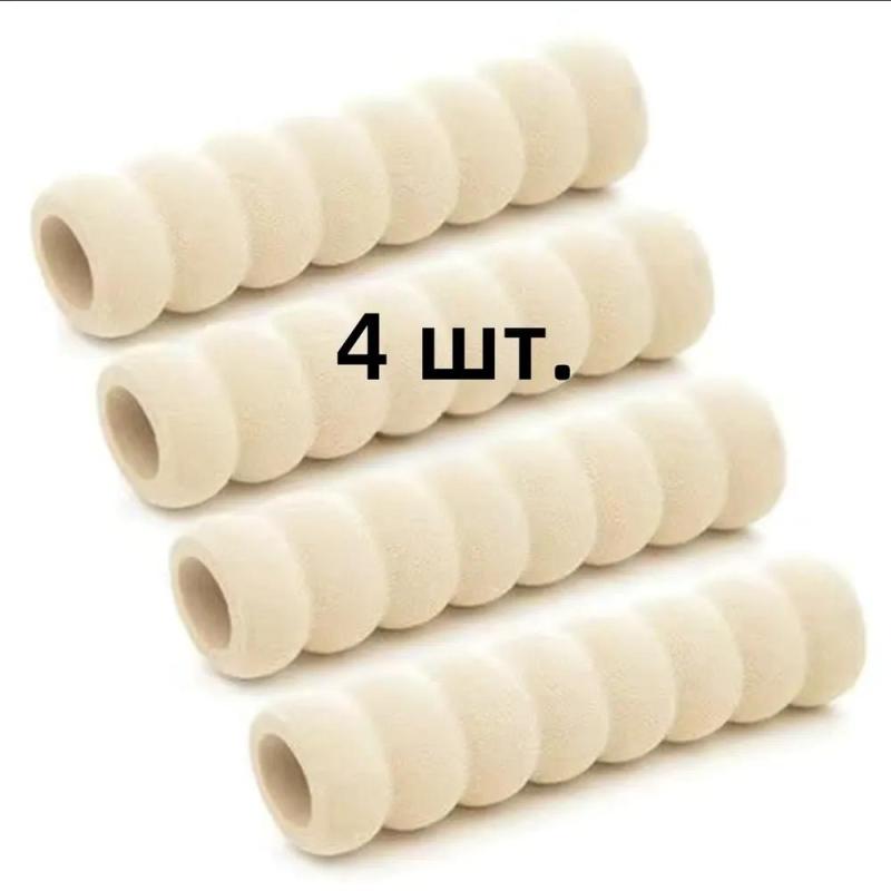 واقي مقبض الباب 13.5×3.5×3.5 سم، عبوة من 4 قطع، باللون البيج - غطاء ناعم ومتين بشكل حلزوني من إسفنج EVA للمنزل والمكتب والفندق، لحماية الأطفال ومنع الإصابات - Image 2