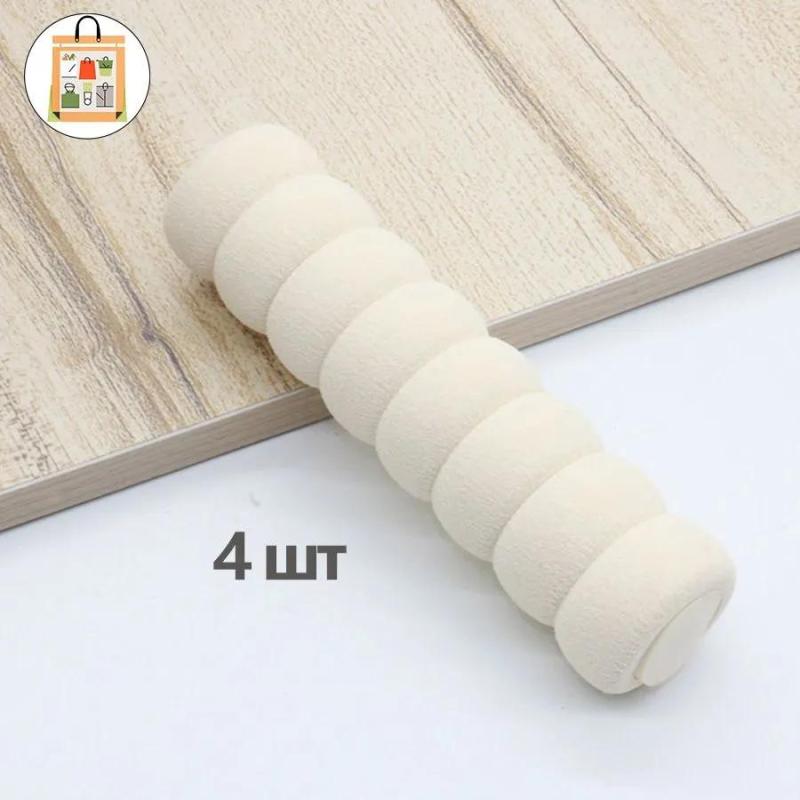 واقي مقبض الباب 13.5×3.5×3.5 سم، عبوة من 4 قطع، باللون البيج - غطاء ناعم ومتين بشكل حلزوني من إسفنج EVA للمنزل والمكتب والفندق، لحماية الأطفال ومنع الإصابات - Image 3