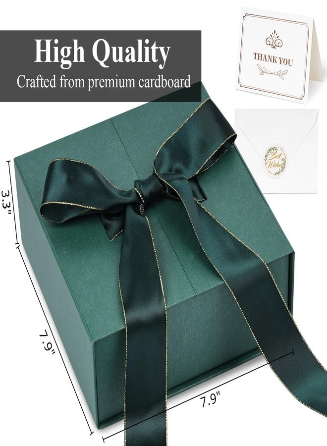 Shindel Green Gift Box, 7.9x7.9x3.3 Inches Gift Boxes With Lids For Presents, Magnetic Closure with Ribbon For Weddings, Birthday - Image 2