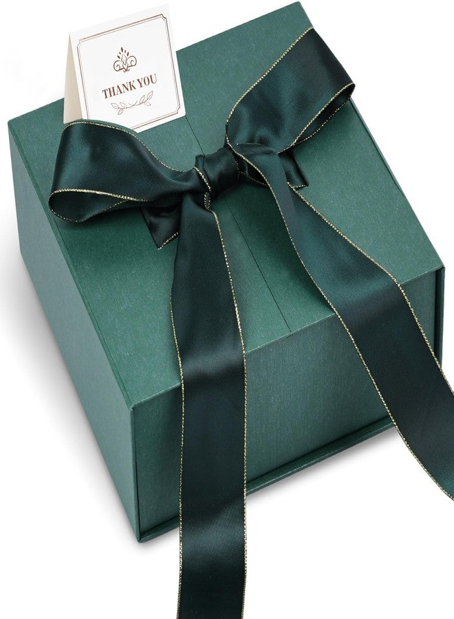Shindel Green Gift Box, 7.9x7.9x3.3 Inches Gift Boxes With Lids For Presents, Magnetic Closure with Ribbon For Weddings, Birthday - Image 1