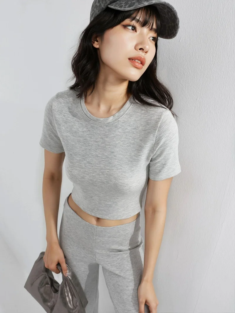 Busem BUSEM Elastic Crop Top with Crew Neck