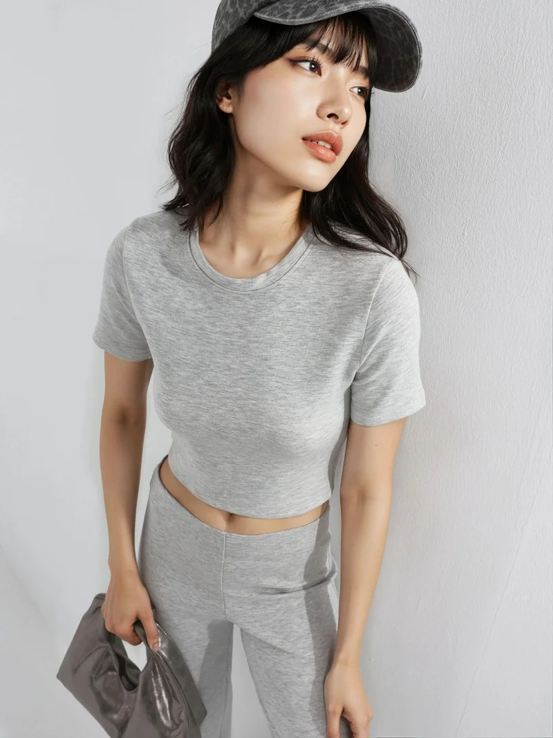 Busem BUSEM Elastic Crop Top with Crew Neck