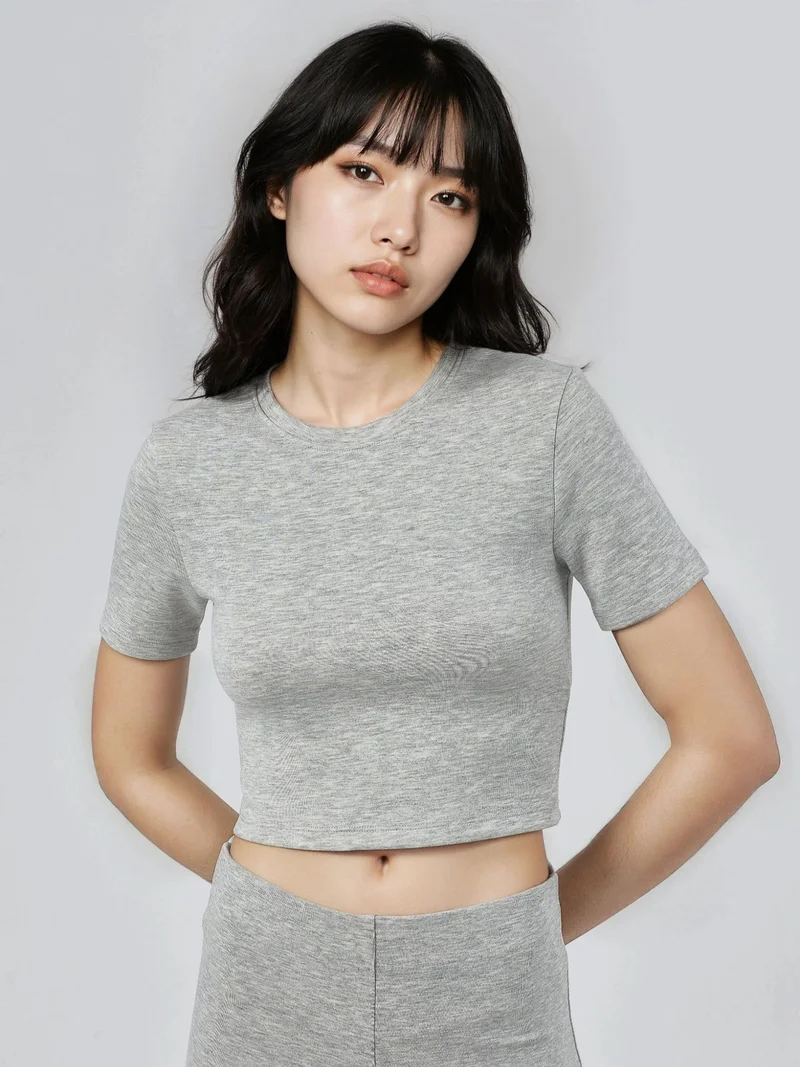 Busem BUSEM Elastic Crop Top with Crew Neck