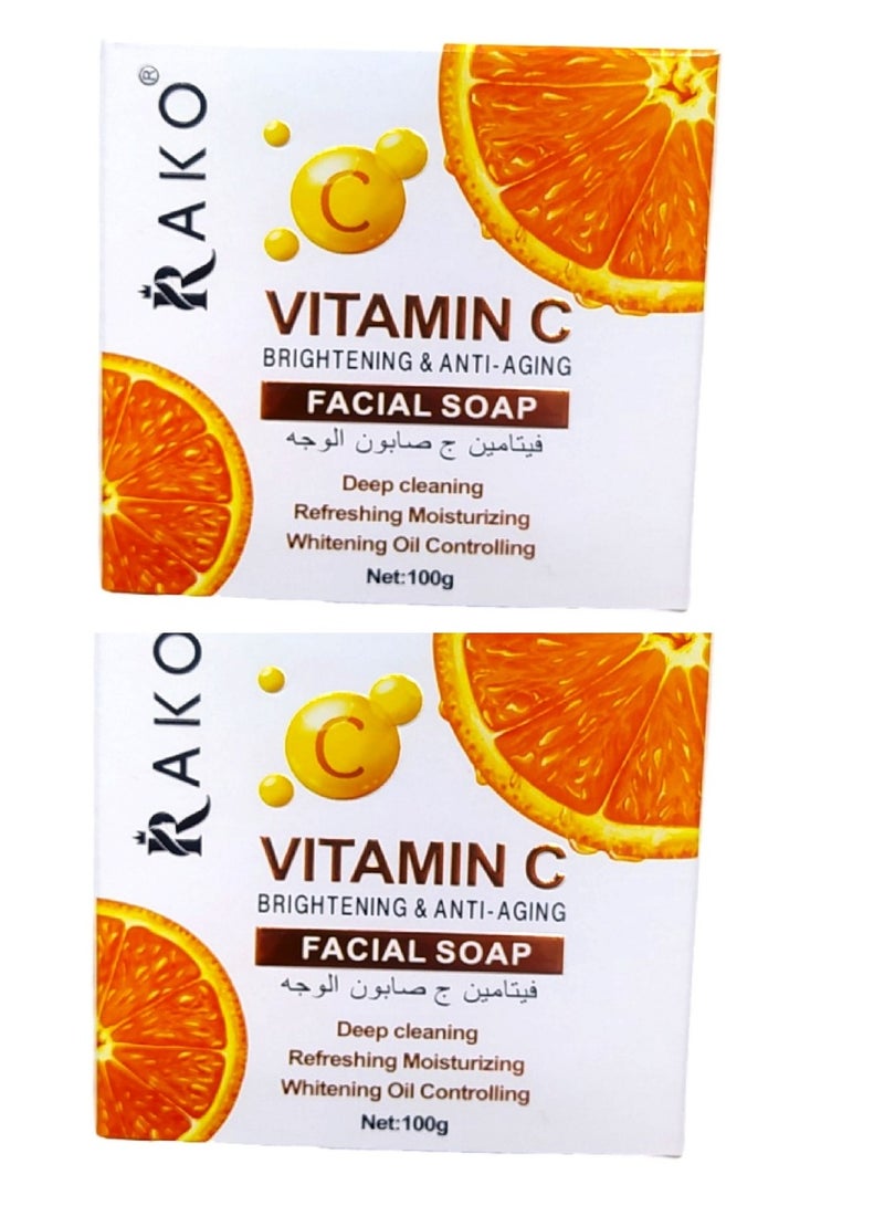 RAKO Two Pieces of Deep Cleansing and Whitening Soap with Vitamin C- 100 gm
