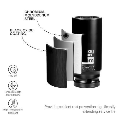 ZOYAKKI 1/2" Drive x 23 mm Deep 6 PT Impact Socket, CR-MO,1/2-inch Drive 6 Point Axle Nut Socket for Easy Removal of Axle Shaft Nuts (Metric 23MM) - Image 5