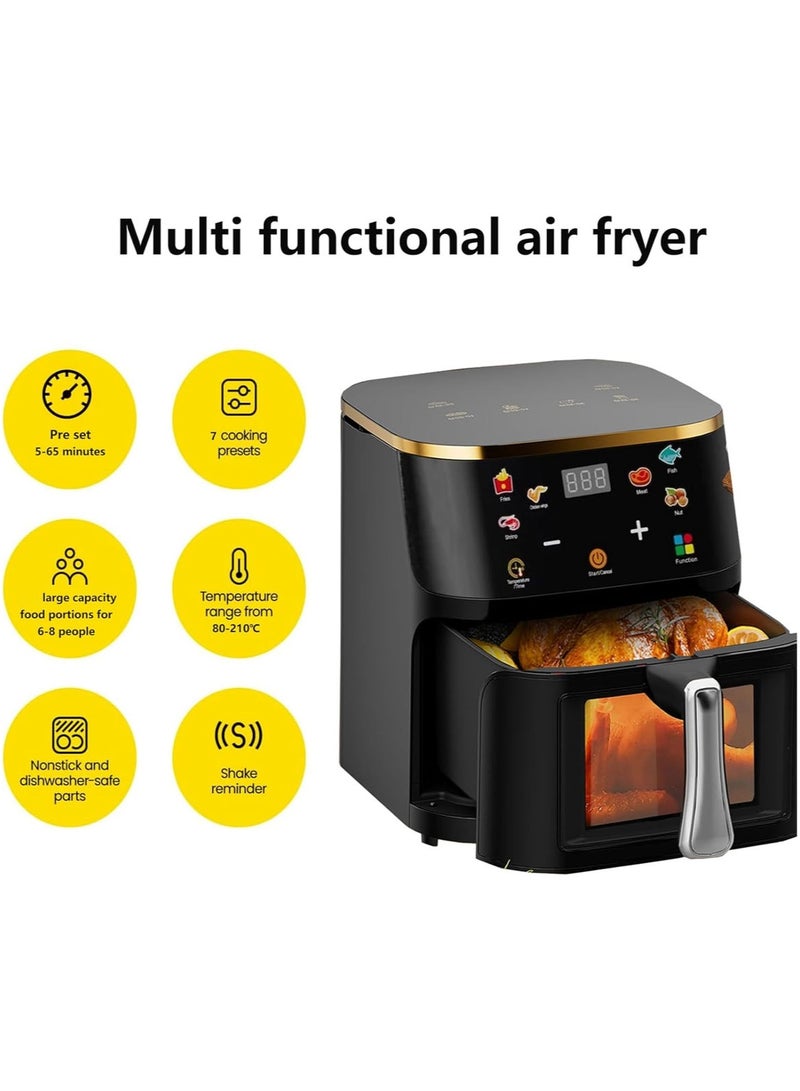 MarlaMall Large Digital Air Fryer Oven,7 in1 Multifunctional Touch Screen Presets Fry,Auto Shutoff,Hot air convection for Healthy Oil-Free Cooking,View Window Stainless Steel Air fryer - Image 2
