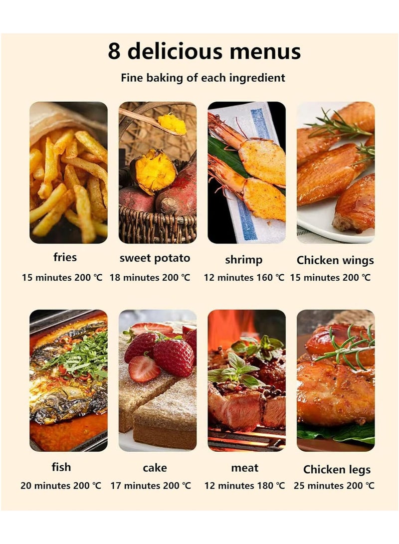 MarlaMall Large Digital Air Fryer Oven,7 in1 Multifunctional Touch Screen Presets Fry,Auto Shutoff,Hot air convection for Healthy Oil-Free Cooking,View Window Stainless Steel Air fryer - Image 4