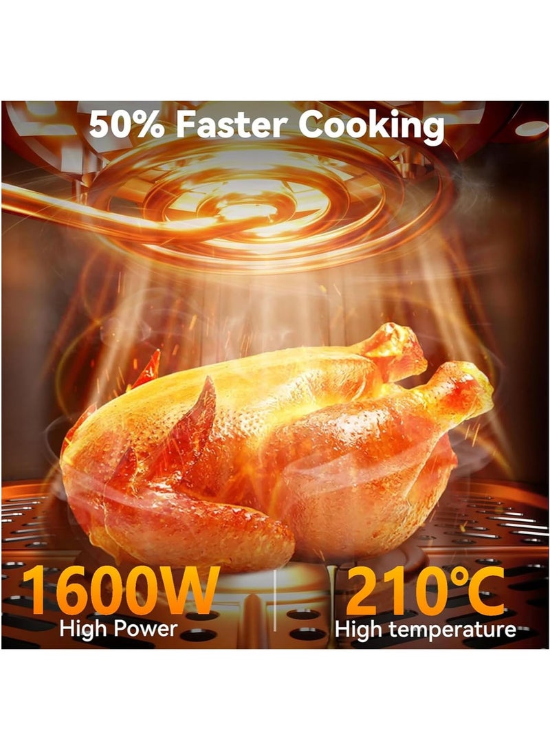 MarlaMall Large Digital Air Fryer Oven,7 in1 Multifunctional Touch Screen Presets Fry,Auto Shutoff,Hot air convection for Healthy Oil-Free Cooking,View Window Stainless Steel Air fryer - Image 3