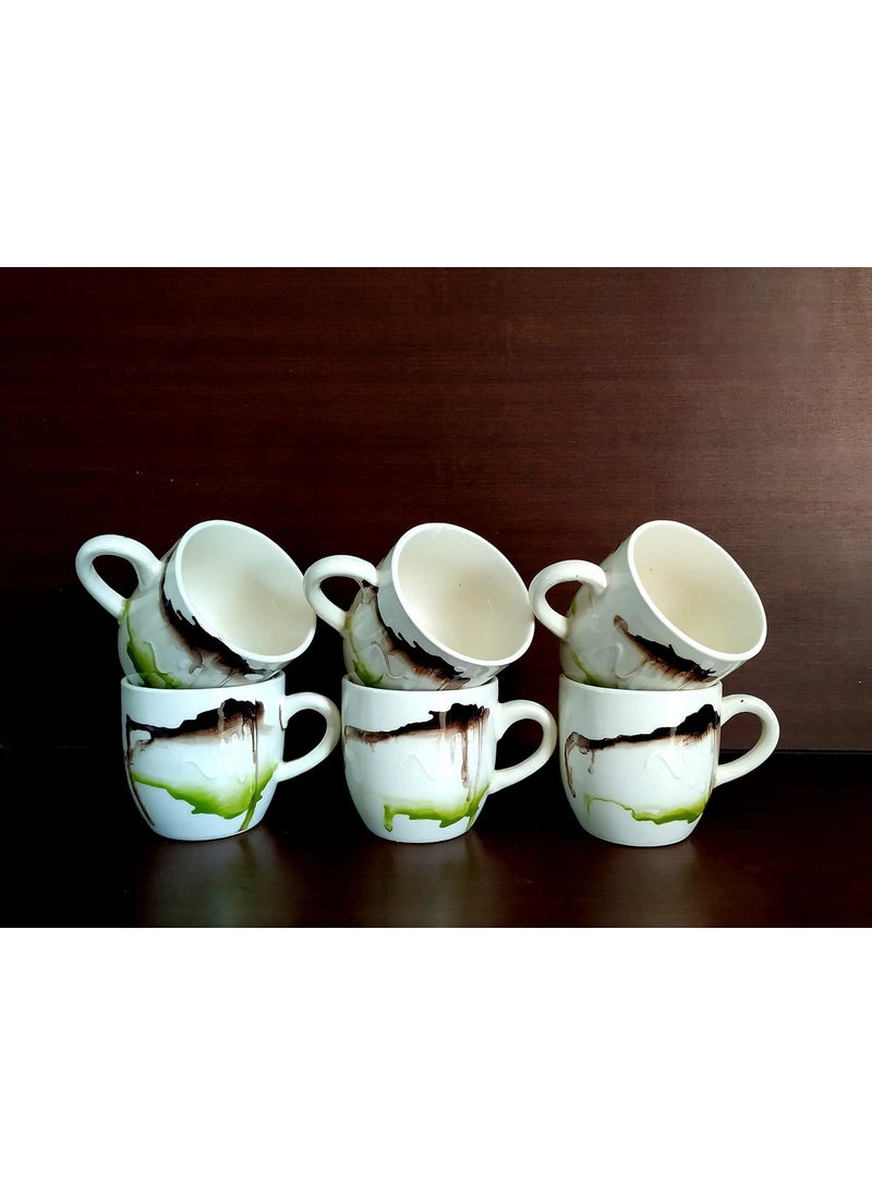 MOODY PANDA MOODY PANDA Set of 6 Cups Cups Set of 6 Tea Cups Ceramic 150ml Made in India Colorful Cups Handpainted Cups Color Splash  - Image 2