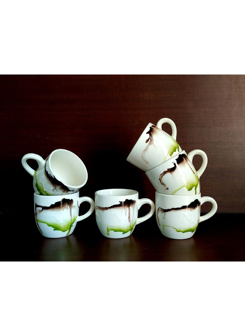 MOODY PANDA MOODY PANDA Set of 6 Cups Cups Set of 6 Tea Cups Ceramic 150ml Made in India Colorful Cups Handpainted Cups Color Splash  - Image 1