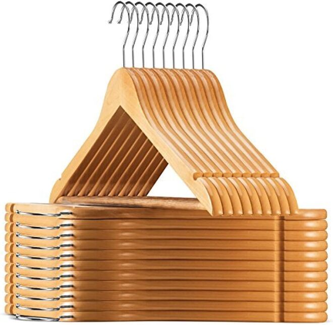 Harmony Homes Wood Clothes Hangers | Non-Slip Wooden Hanger with Swivel Hook, Smooth Finish, Shoulder Notches for Suits, Coats, Dresses & Shirts | Pack of 24 - Image 2
