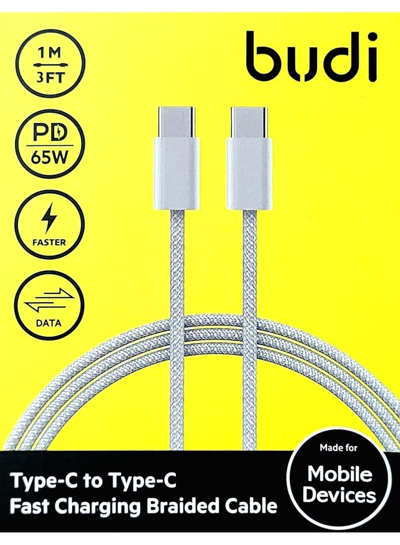 budi Type-C charging cable supporting 65W fast charging, made of fabric by Body