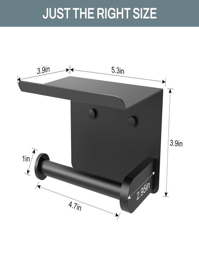 SetSail Toilet Paper Holder with Shelf Adhesive or Screw Bathroom Toilet Paper Roll Holders Wall Mount Matte Black Tissue Holder for Bathroom Hardware Accessories - Image 3