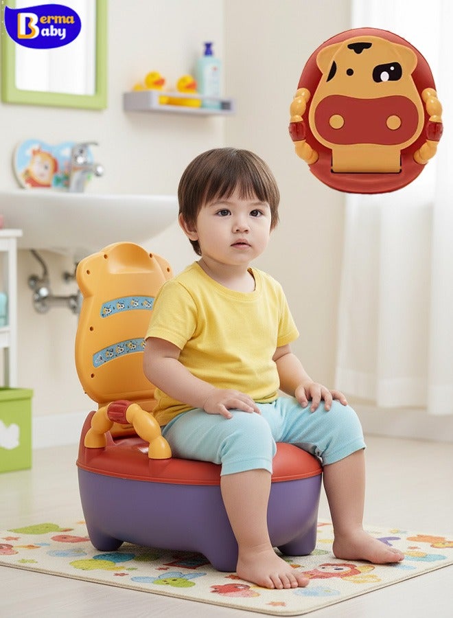 Berma Baby مقعد تدريب قعادة الأطفال على استخدام المرحاض مع مقابض، كرسي قعادة الأطفال الصغار مع دعم ظهر مرتفع وغطاء قعادة، مرحاض قعادة محمول للأطفال للسفر داخل وخارج المنزل - Image 1