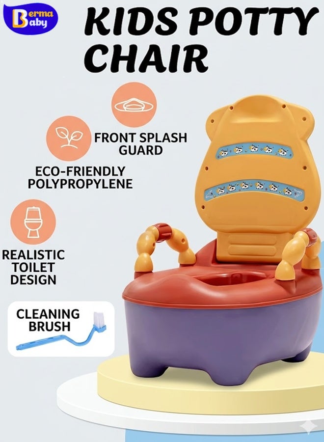 Berma Baby Baby Potty Toilet Potty Training Seat with Handles, Toddler Kids Potty Chair with High Back Support & Lid Potty Pot,Portable Children Travel Potty Toilet for Indoor and Outdoor - Image 1
