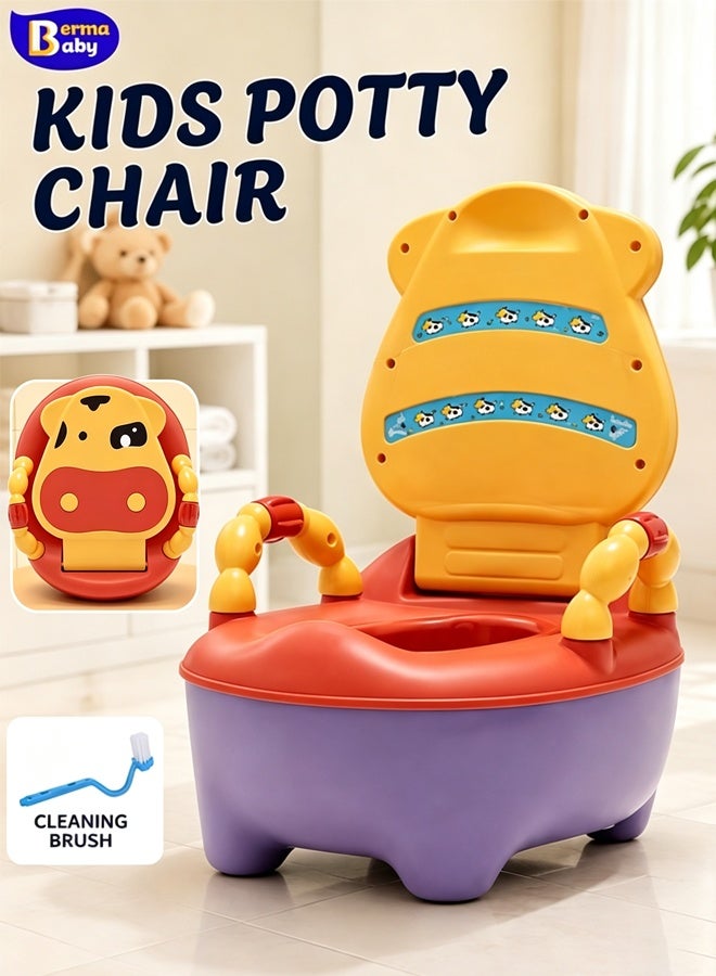 Berma Baby Baby Potty Toilet Potty Training Seat with Handles, Toddler Kids Potty Chair with High Back Support & Lid Potty Pot,Portable Children Travel Potty Toilet for Indoor and Outdoor - Image 1