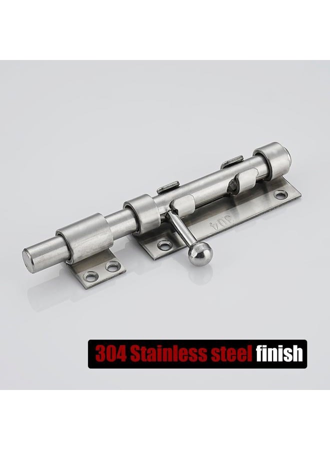 JQK Sliding Bolt Gate Latch, 6.3 Inch (Thick 2.4mm) Heavy Duty 304 Stainless Steel Barrel Bolt with Padlock Hole, Interior Door Latches Brushed Finish, DL300-BN - Image 4