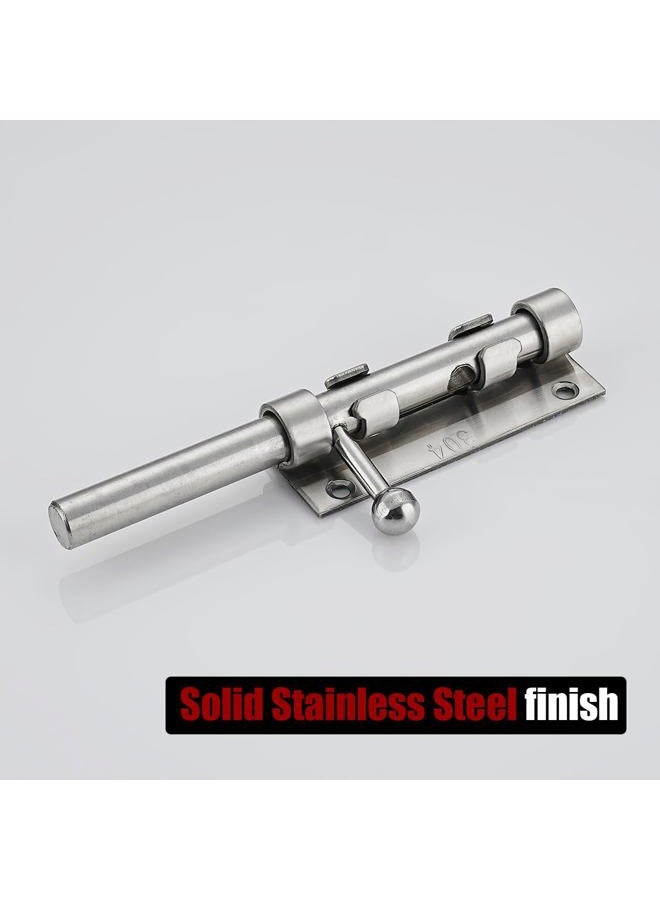 JQK Sliding Bolt Gate Latch, 6.3 Inch (Thick 2.4mm) Heavy Duty 304 Stainless Steel Barrel Bolt with Padlock Hole, Interior Door Latches Brushed Finish, DL300-BN - Image 5