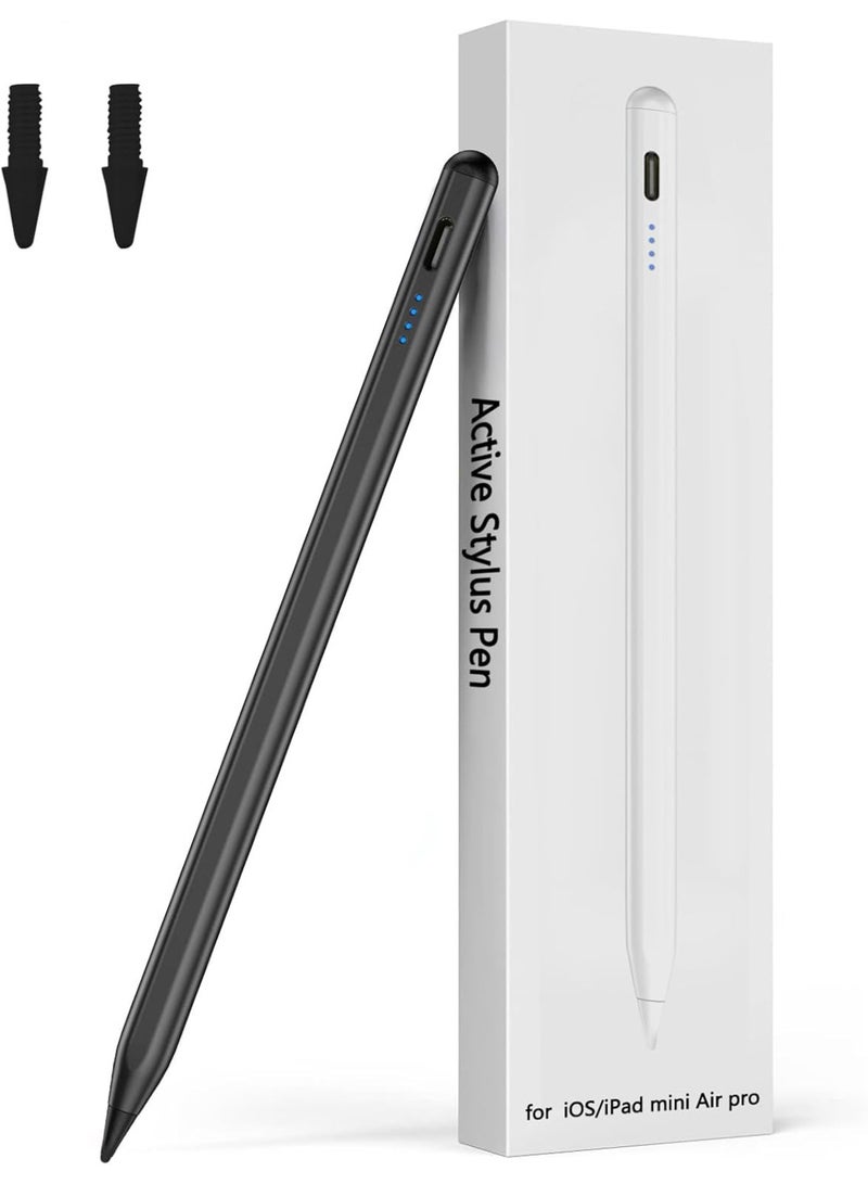 Stylus Pen for iPad 2024-2018, Pen for iPad Apple Pencil 9th&10th Generation, Compatible with iPad 10/9/8/7/6, iPad Pro 12.9"/11"/13" (M4), iPad Mini 6/5, iPad Air 5/4/3/11"-13" (M2) - Black - Image 1