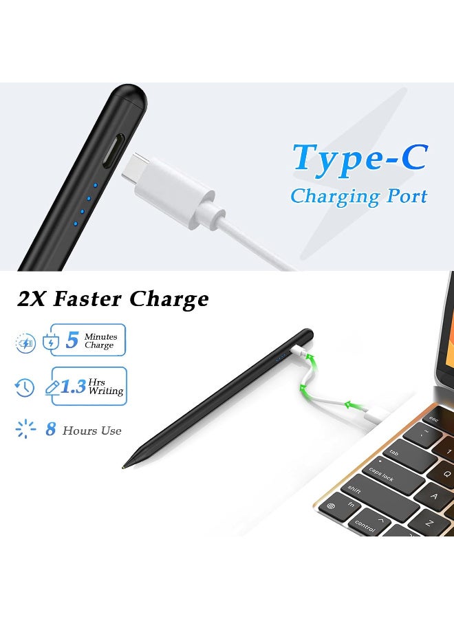 Stylus Pen for iPad 2024-2018, Pen for iPad Apple Pencil 9th&10th Generation, Compatible with iPad 10/9/8/7/6, iPad Pro 12.9"/11"/13" (M4), iPad Mini 6/5, iPad Air 5/4/3/11"-13" (M2) - Black - Image 3