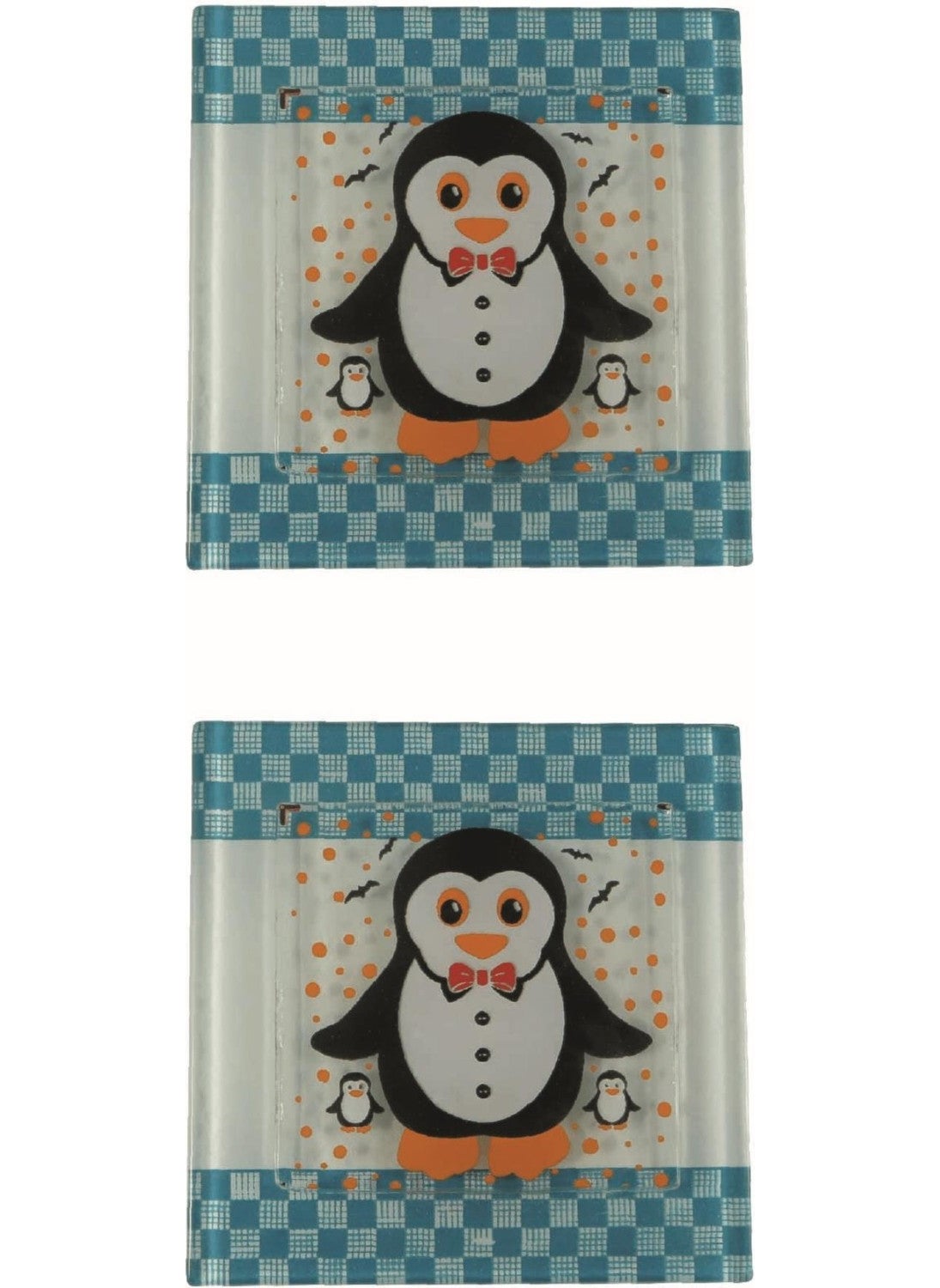 HELLOVE - Glass Bathroom Drain Cover Ornament 2 Pieces Glass Drain Cover 10X10 cm Penguin - Image 1